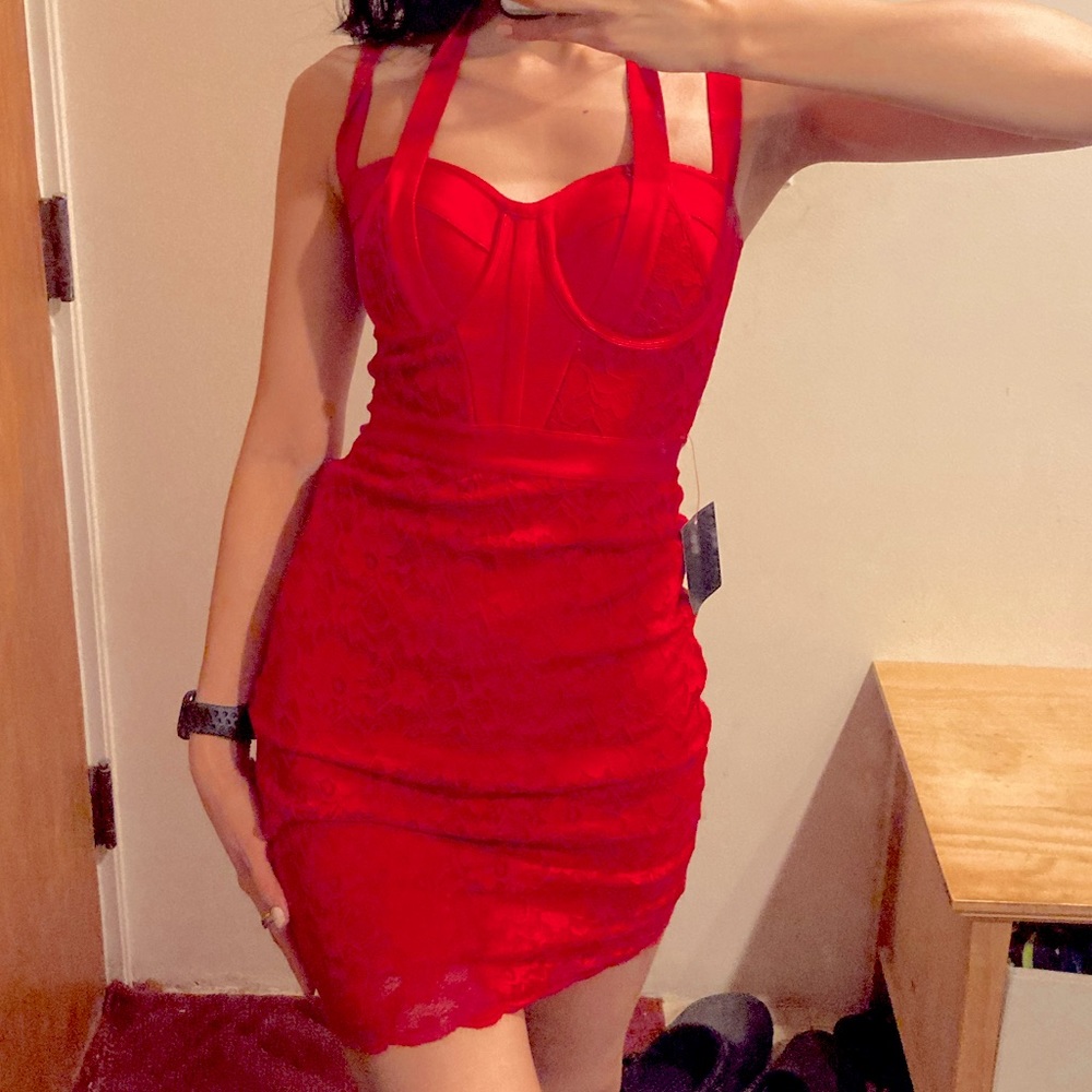 NWT ✨Bebe Bombshell Halter Bandage Dress